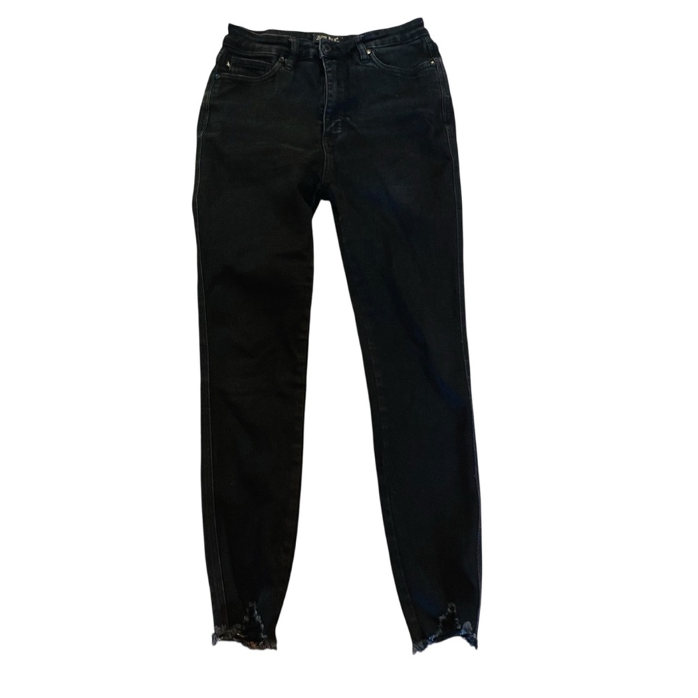 ⭐️ Judy Blue Black Skinny Fit Jeans Raw Hem - Picture 1 of 8